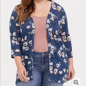 NWOT Torrid Blue Floral Hacci Knit Kimono Sz 6